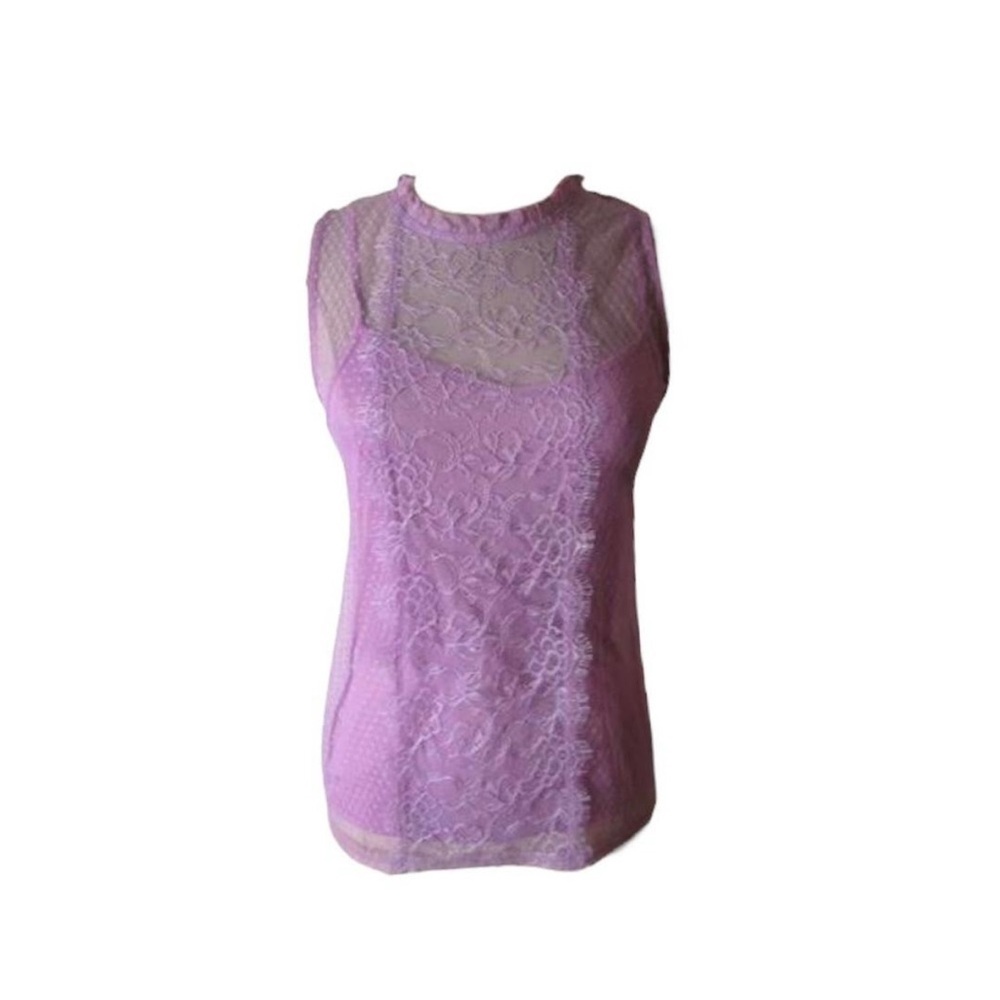 EXPRESS LILAC MIXED LACE TANK, SIZE XS